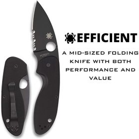 SPYDERCO C216GPSBBK EFFICIENT G10 PLN/SERR BLACK BLADE