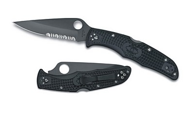 SK1546b.jpg SPYDERCO ENDURA FRN BLACK HAND & BLADE PLN/SERR - Image 1