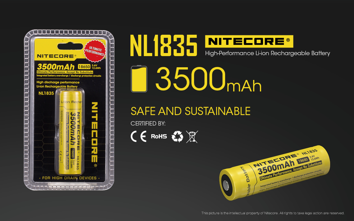 NITECORE BATTERY  3500mAh 18650 Rechargeable Li-ion - Image 1