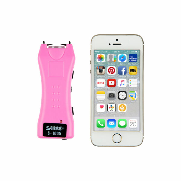 Pink SABRE Dual Capacitor Stun Gun with LED Flashlight