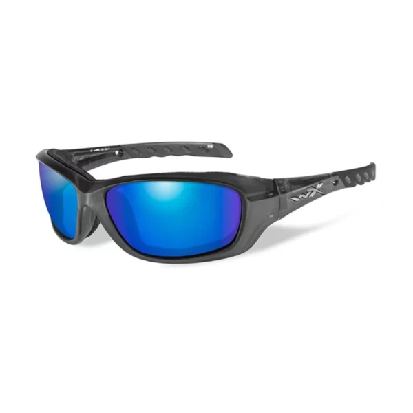 GRAVITY POLARIZED BLUE MIRROR BLACK CRYSTAL FRAME