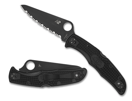 C91BBK2_M SPYDERCO - C91PBBK2 PACIFIC SALT 2 BLK BLD FRN PLN - Image 1