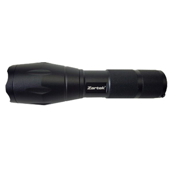 Zartek Extreme Bright Flashlight, LED,
1000 Lm, Aluminium, Focus, USB Rechargeable, mains charger, pouch, tactical switch with ORANGE TRAFFIC WAND