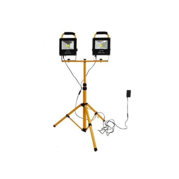 Zartek Dual LED Portable Floodlight with Tripod Stand, 2 x 20 Watt LED Globes = 40W,
3400 LM, 5m Heavy- Duty Cable, Mains and Vehicle Adaptors incl