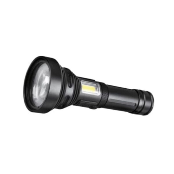 Zartek Laser LED Flashlight,
Beam up to 1500m, 800 Lm, side 3W COB LED, USB
Rechargeable, Aluminium, Powerbank
Mains plug in charger, 1 x 26650 Li-ion battery, Pouch incl.