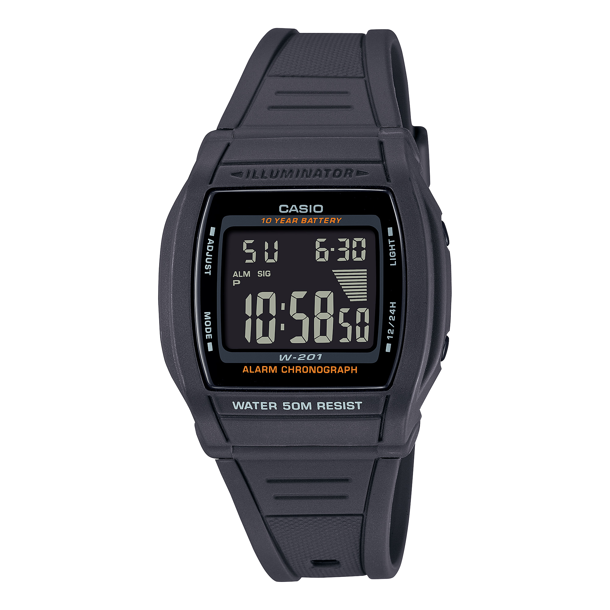 W-201-1BV.png Casio Standard Mens 50m - W-201-1BVDF - Image 1